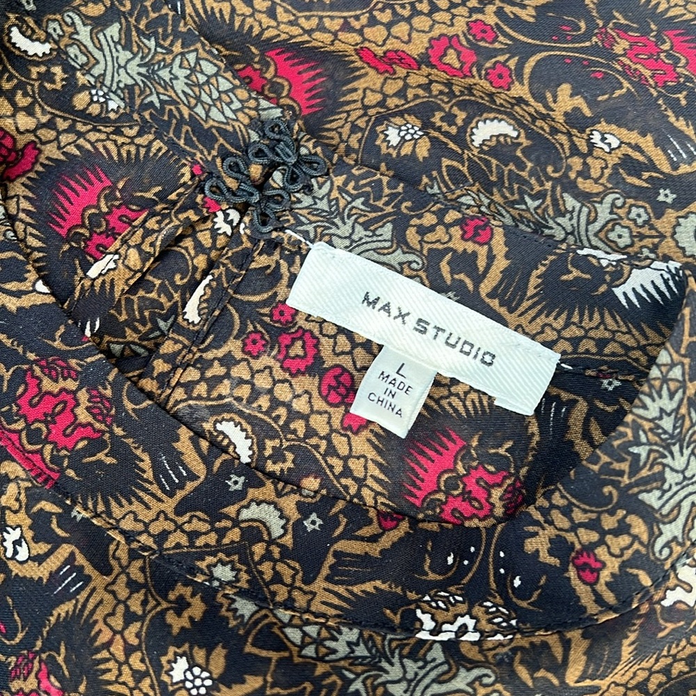 🎨Max Studio multi color sheer with lace long sleeves bohemian blouse size Large - Picture 8 of 9